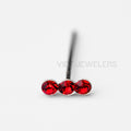 Triple Red Gem Nose Ring — detail view