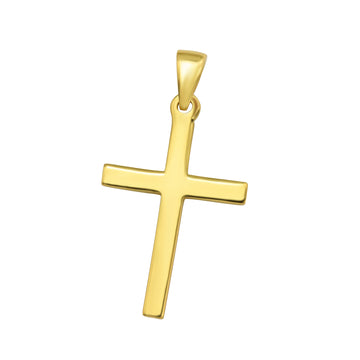 P Cross Silver Necklace — Gold Plated