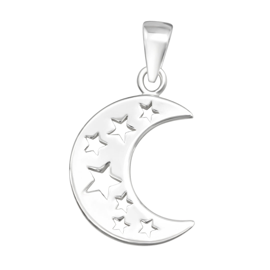 P Moon Multi Star Silver Pendant