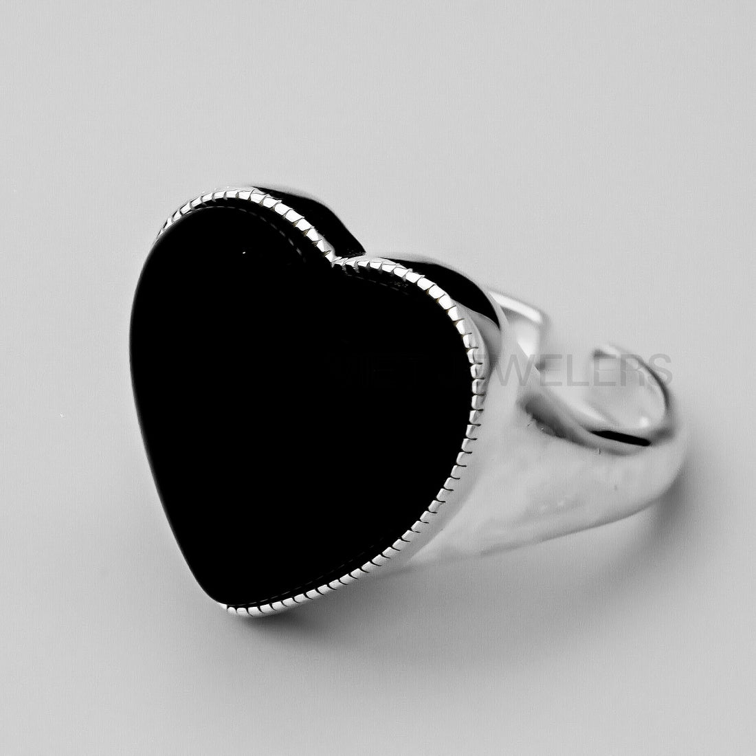 Big Black Heart Silver Ring