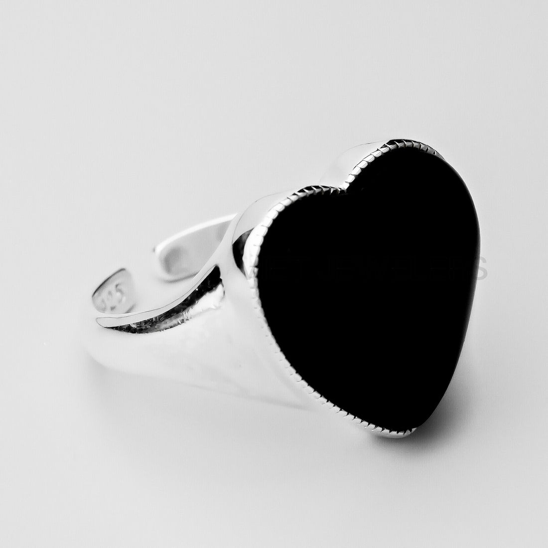 Big Black Heart Silver Ring