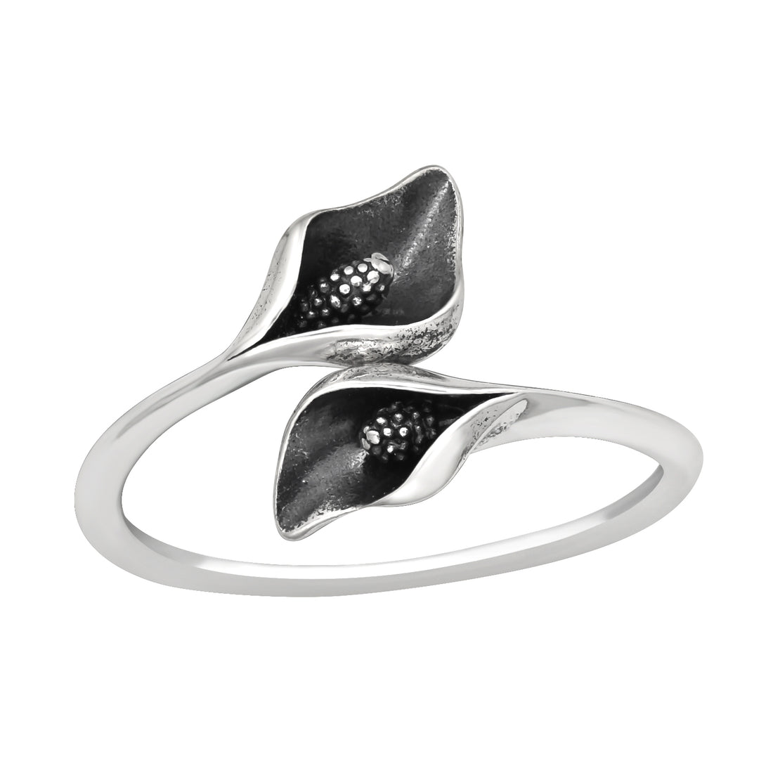 Calla Lily Flower Silver Ring — Oxidized