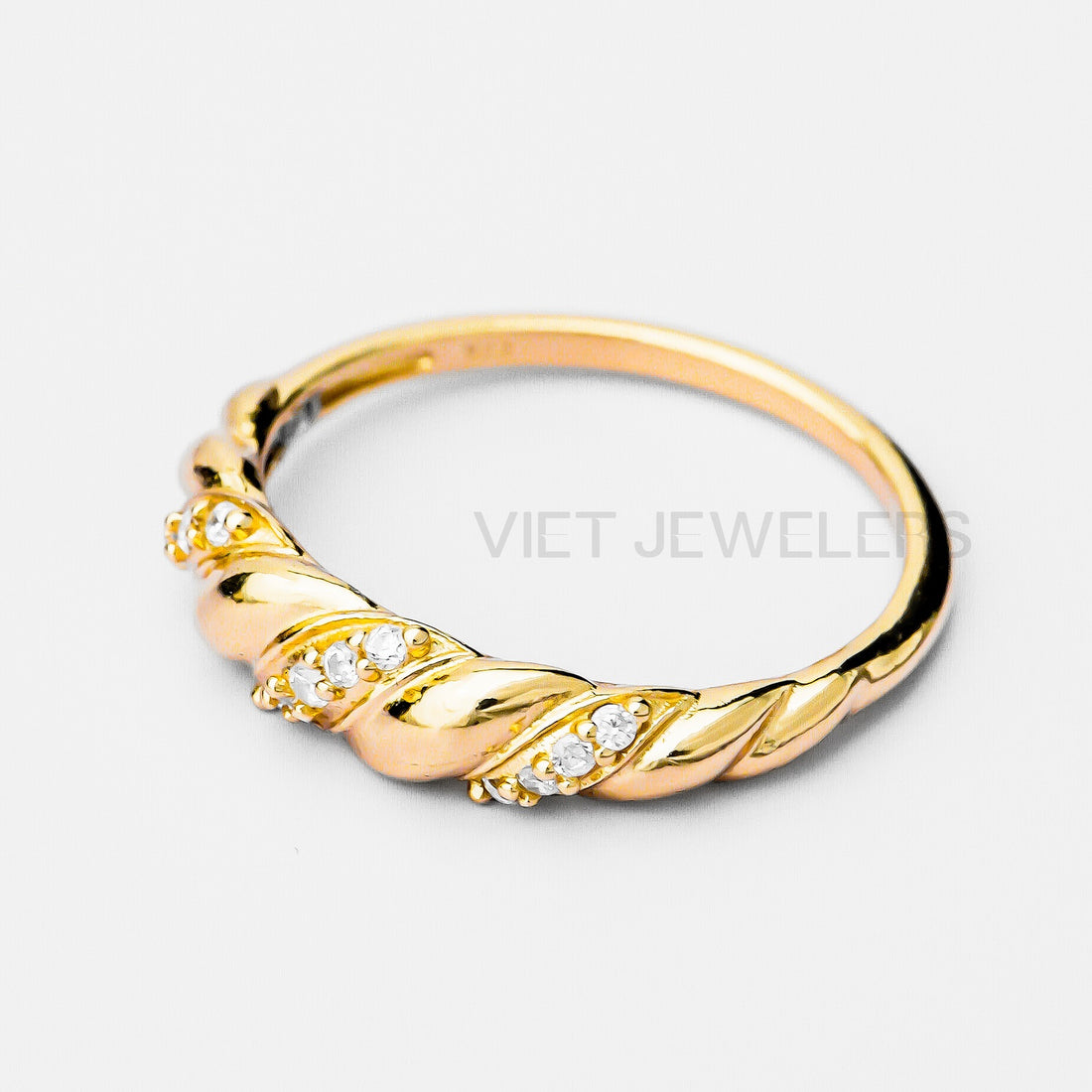 Croissant Gem Silver Ring — Gold Plated