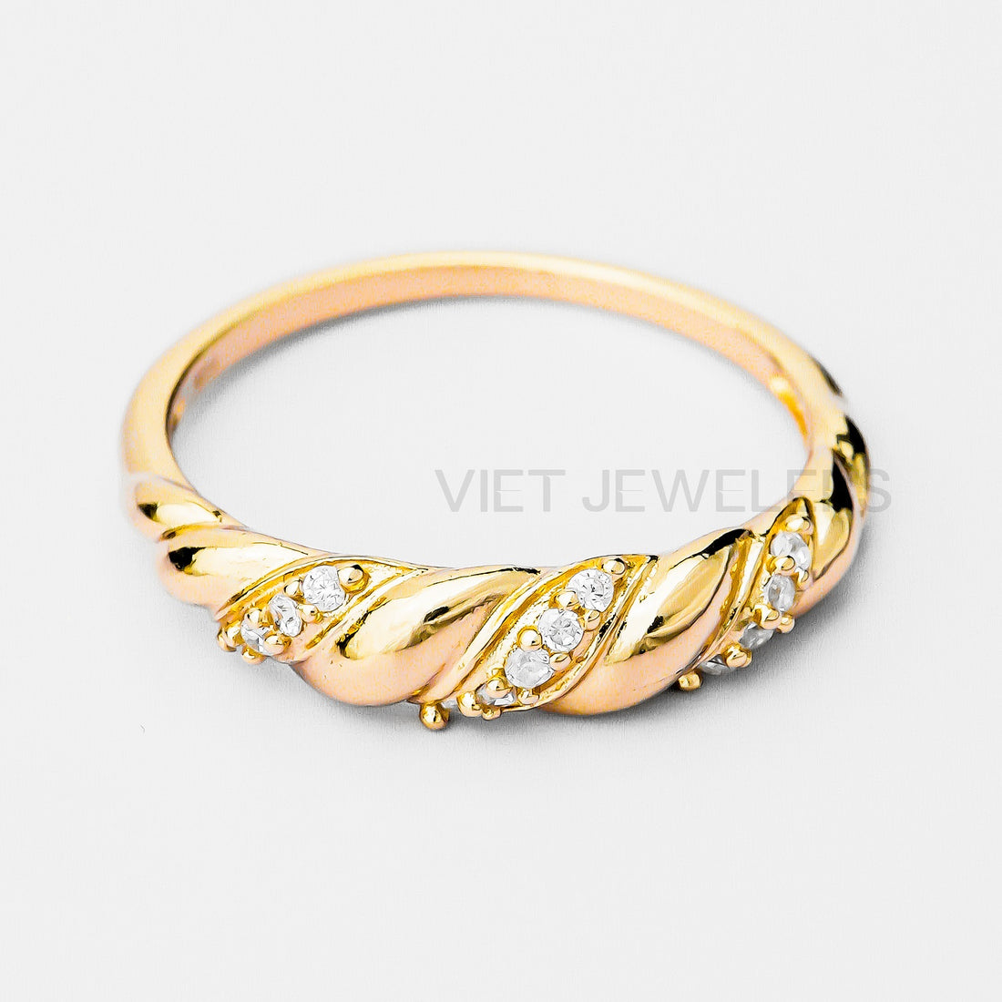 Croissant Gem Silver Ring — Gold Plated