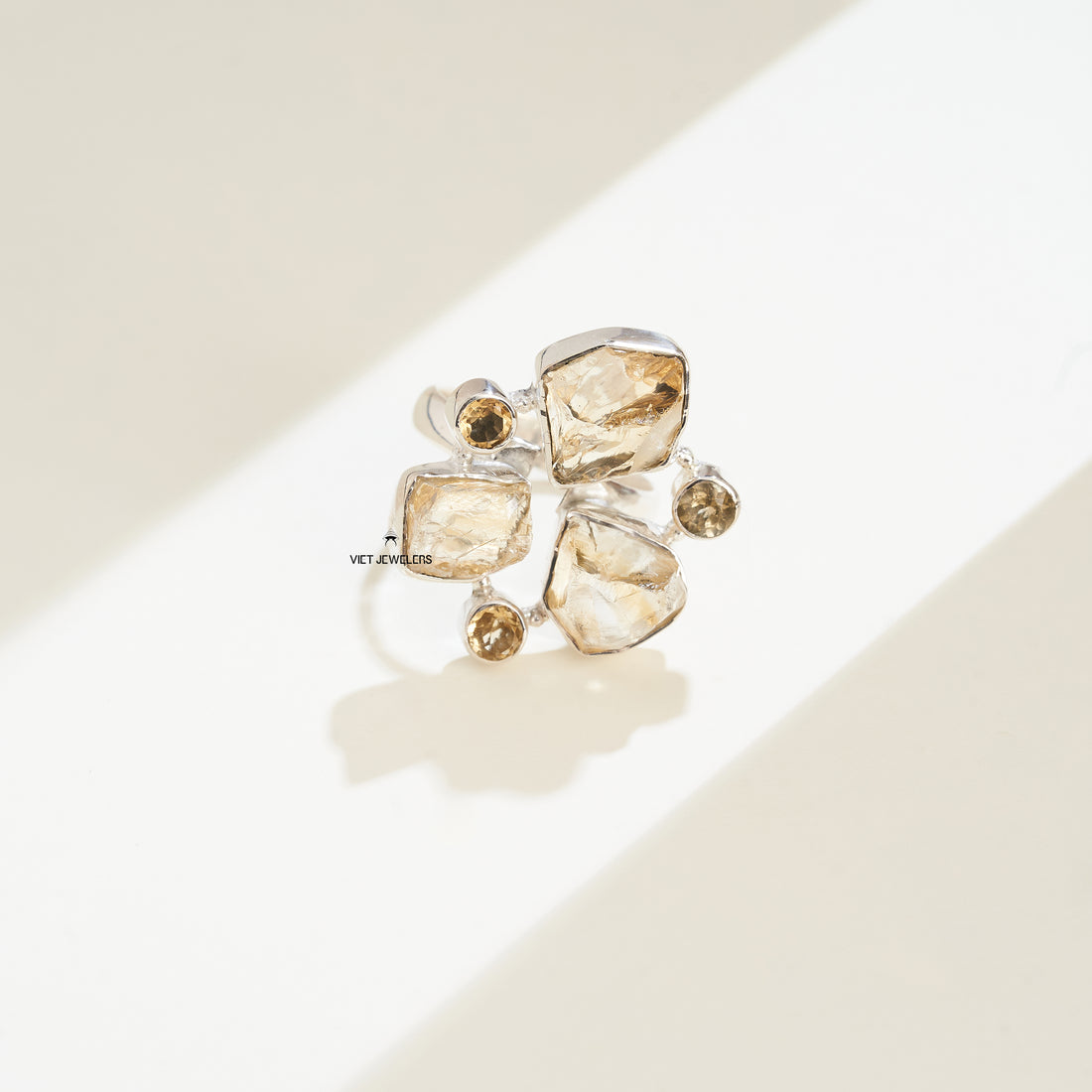 Freeset Six Citrine Silver Ring