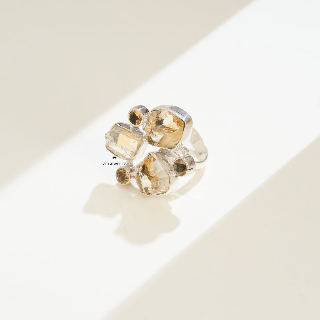 Freeset Six Citrine Silver Ring