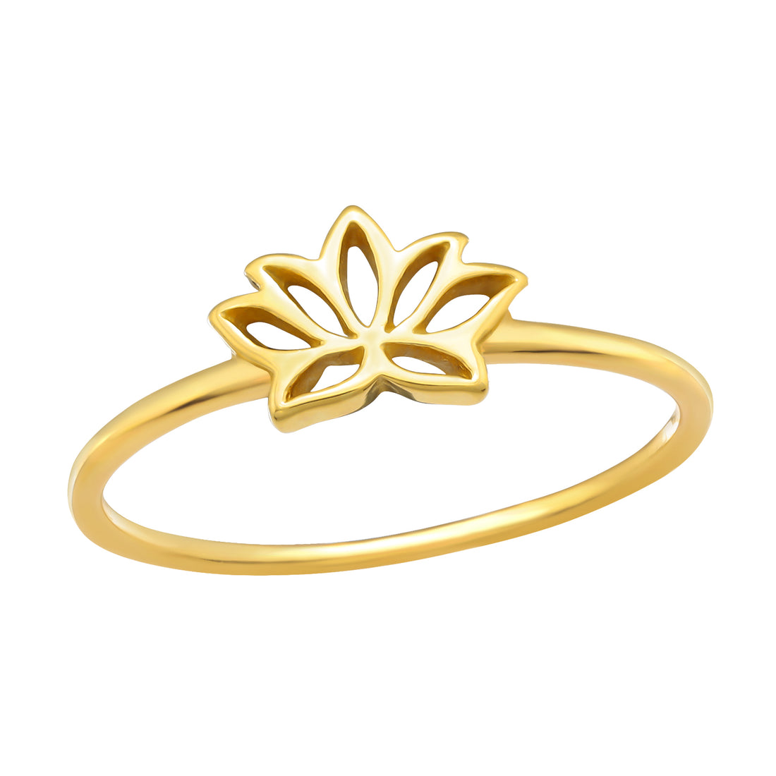 Lotus Silver Ring — Gold Plated