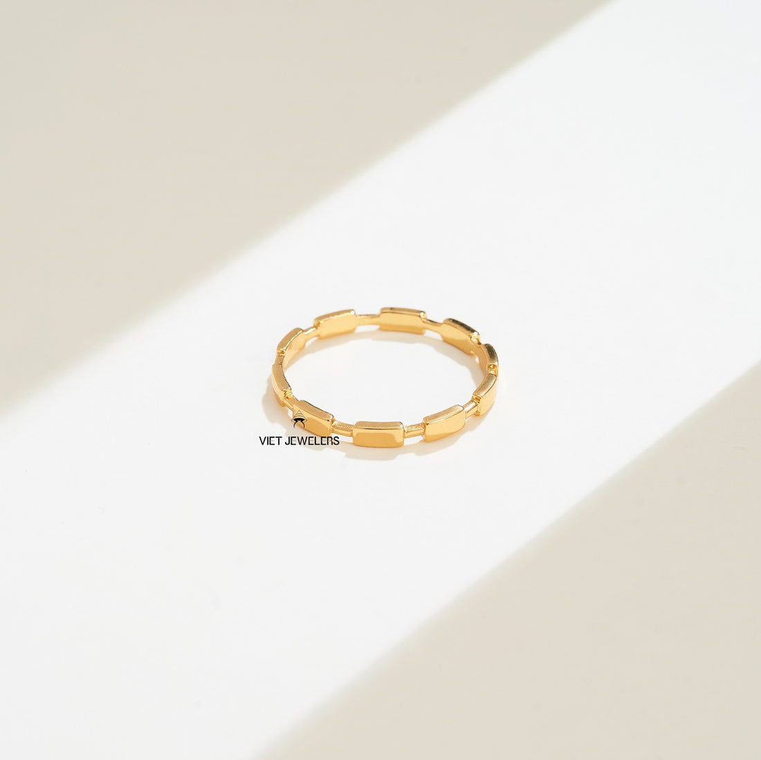 Multi Connected Rectangle Silver Ring — Gold Plated