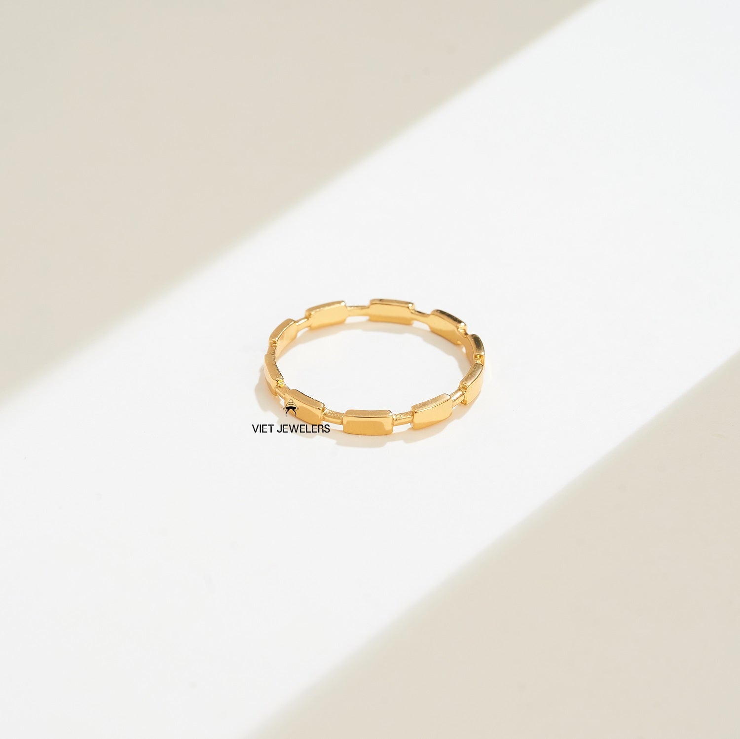 Multi Connected Rectangle Silver Ring — Gold Plated