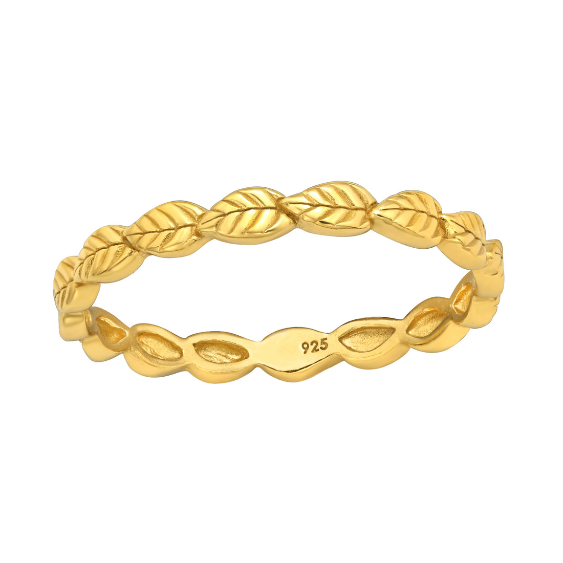 Olive Leaf Silver Ring — Gold Plated
