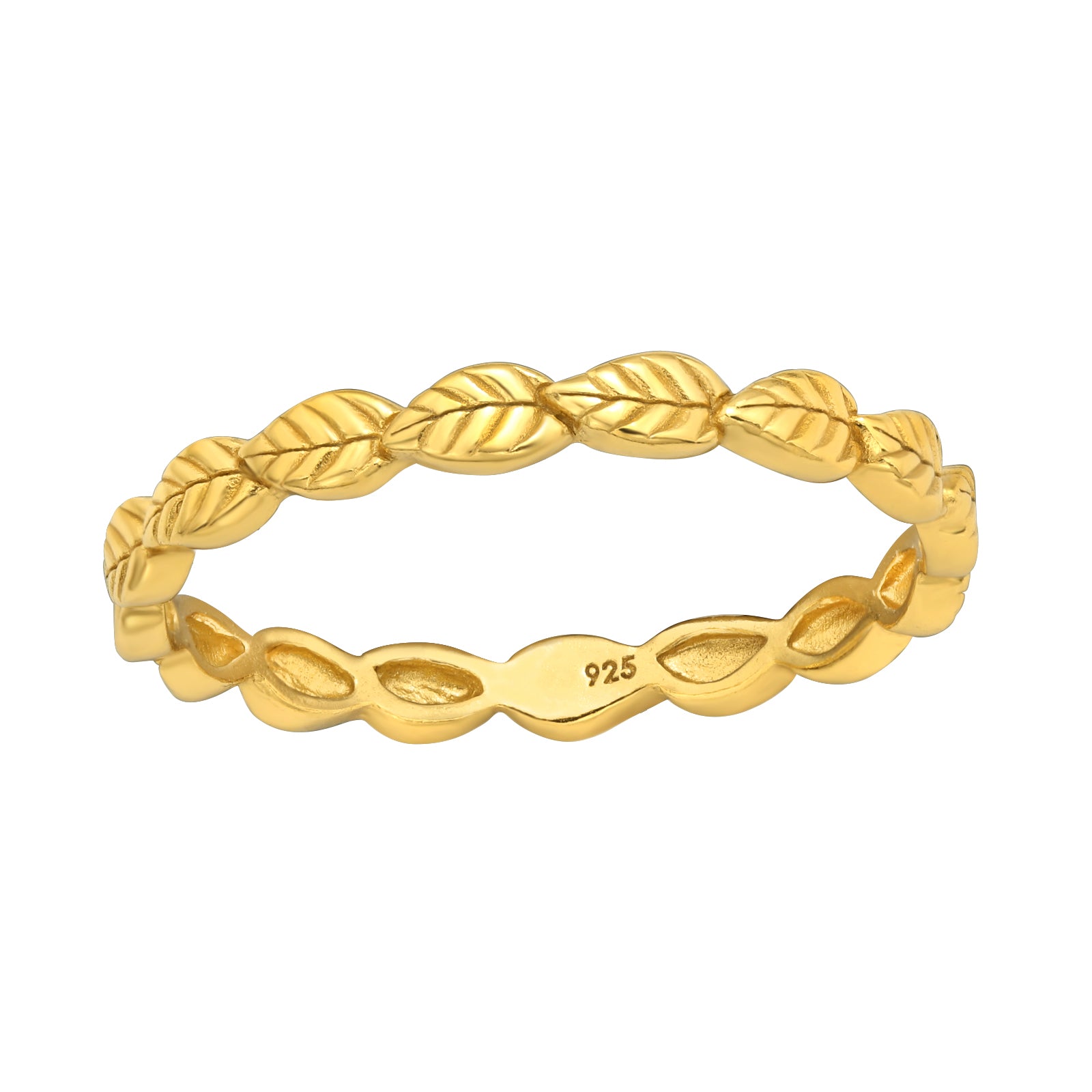 Olive Leaf Silver Ring — Gold Plated