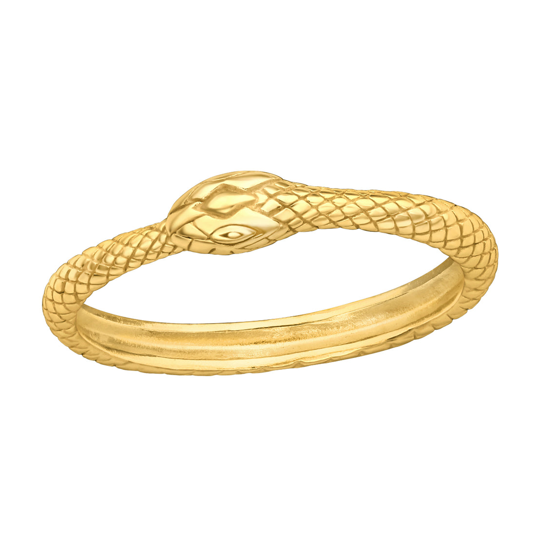 Ouroboros Snake Gold Plate Silver Ring — Gold Plated