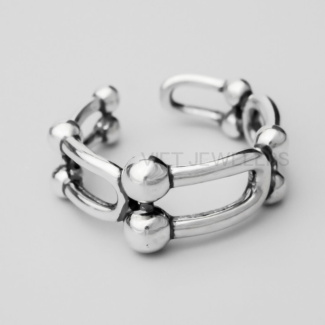 Oxidized Double Link Silver Ring