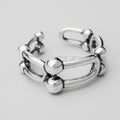 Oxidized Double Link Silver Ring