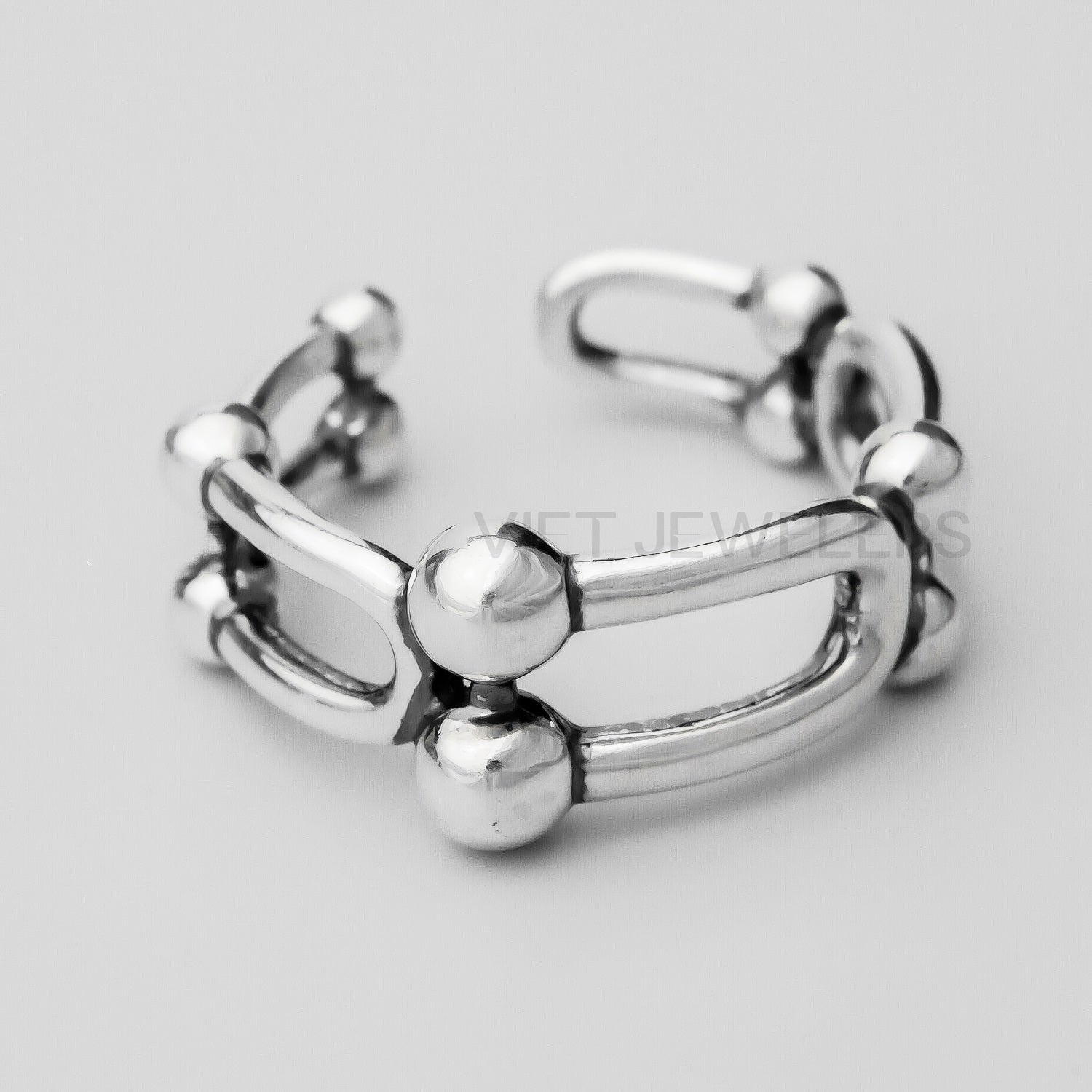 Oxidized Double Link Silver Ring