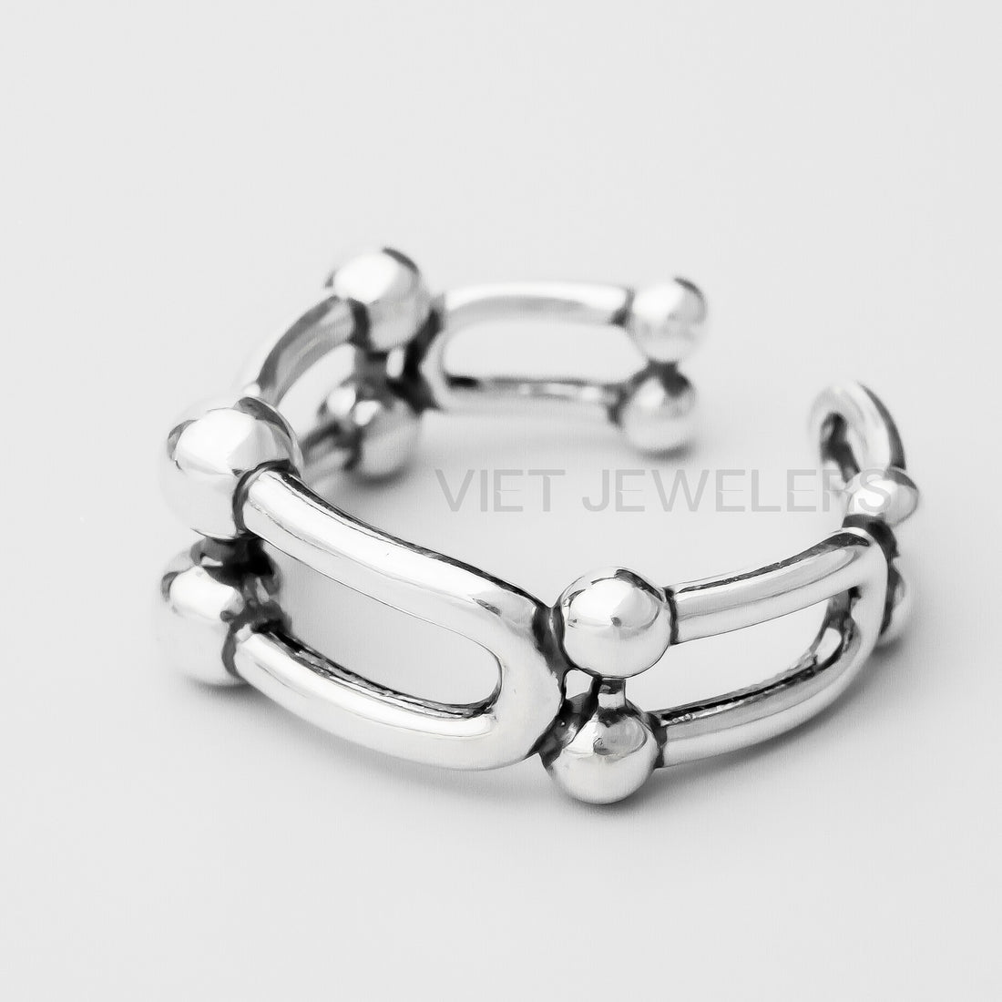 Oxidized Double Link Silver Ring