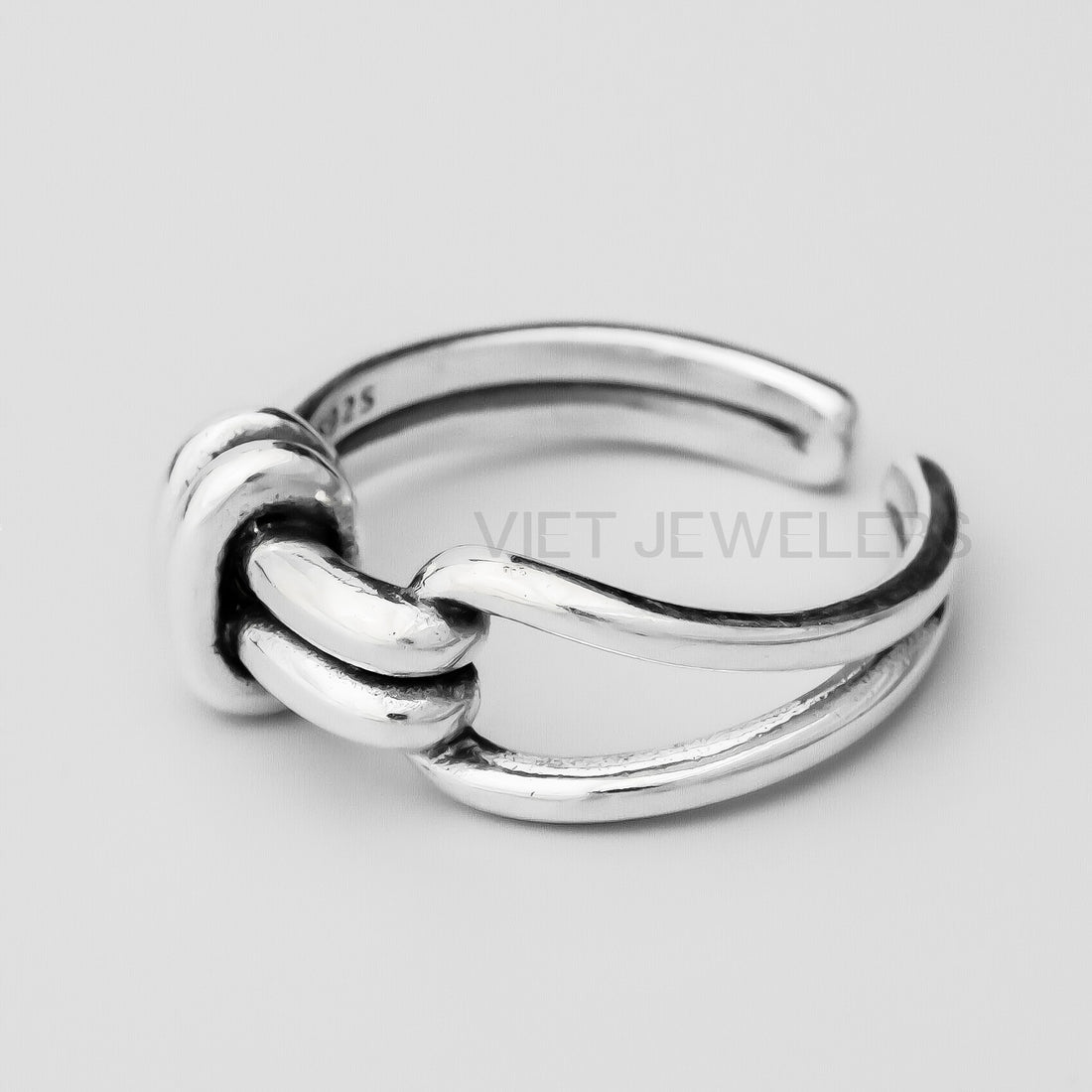 Oxidized Dounle Line Knot Silver Ring