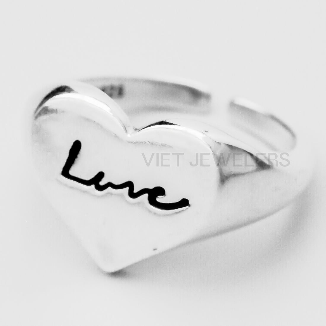 Signet Heart Love Silver Ring