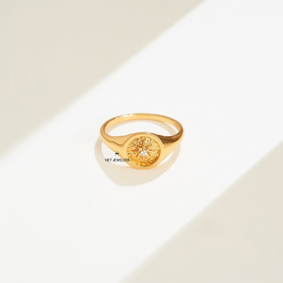 Signet Northen Star Gem Silver Ring — Gold Plated