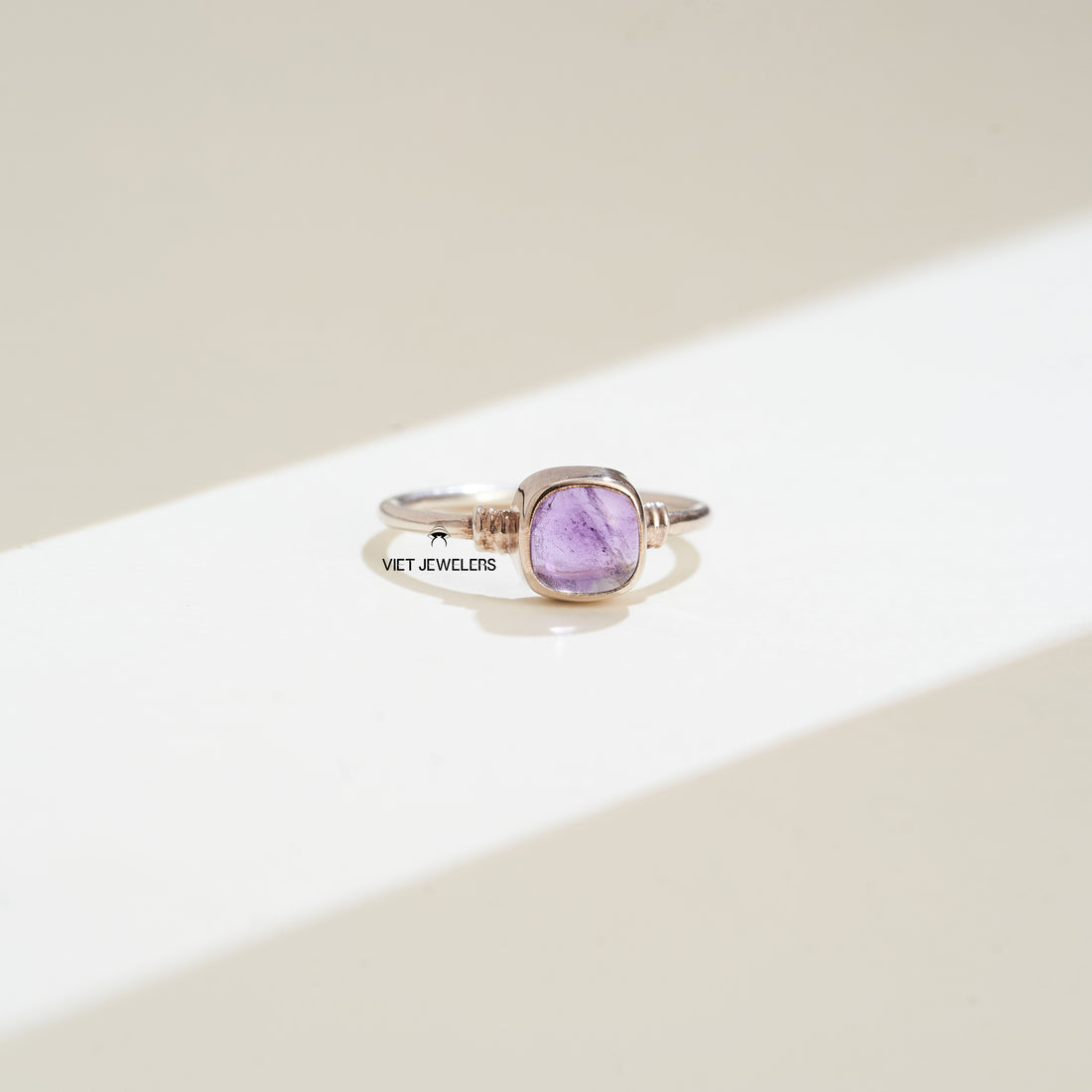 Small Square Amethyst Silver Ring