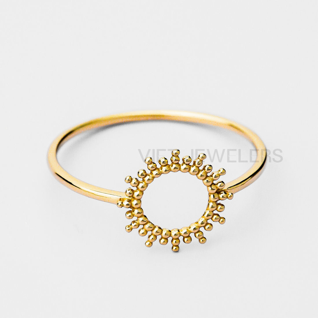 Sun Rays Silver Ring — Gold Plated