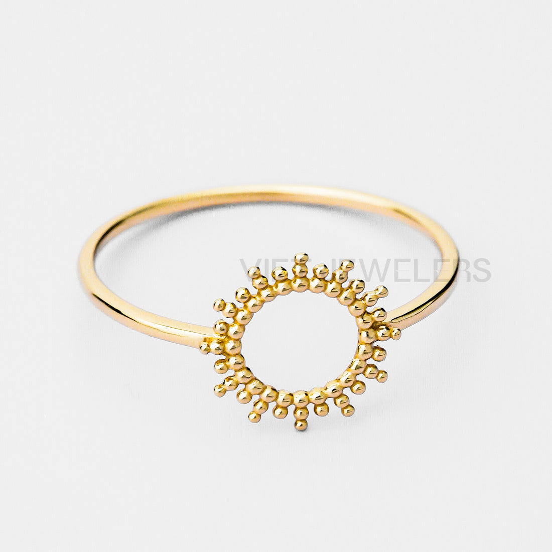 Sun Rays Silver Ring — Gold Plated