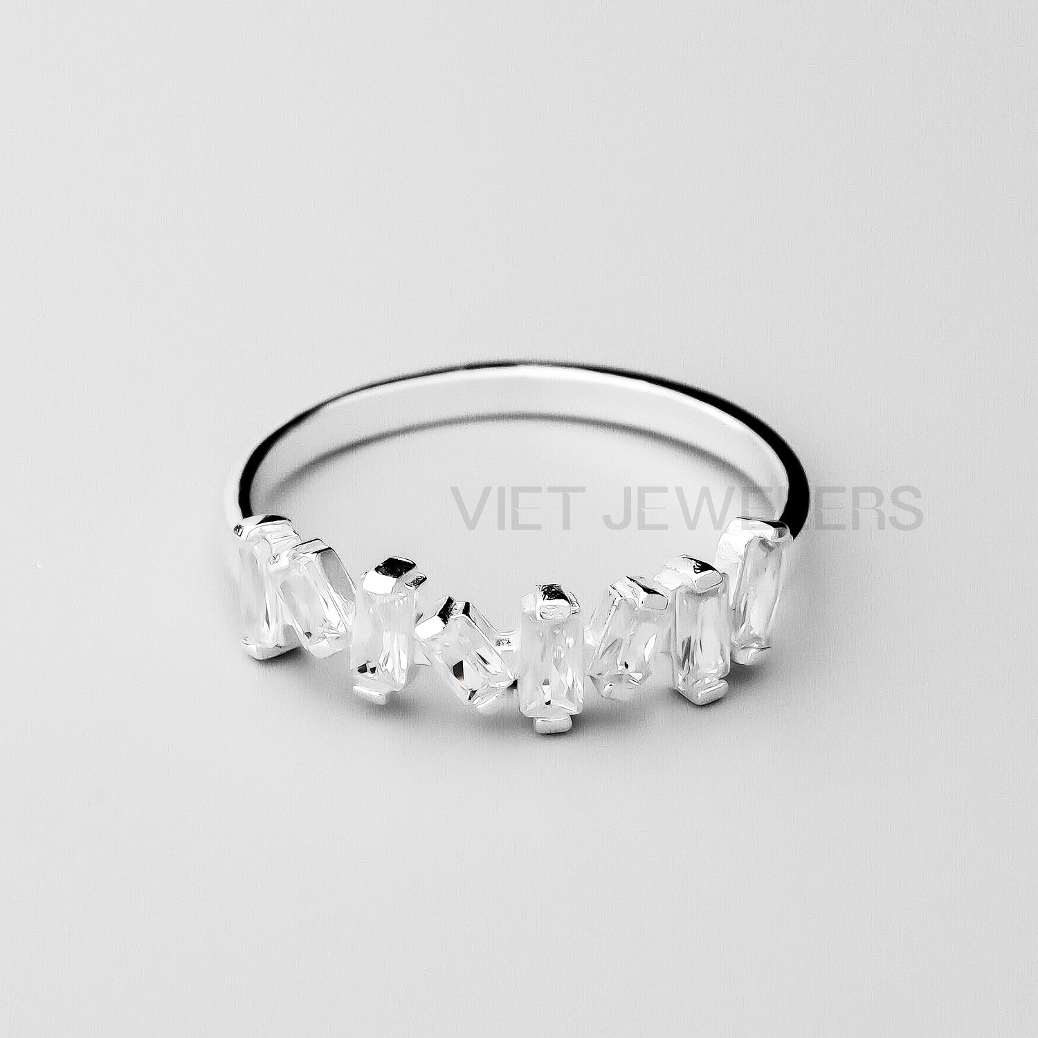 Multi Rectangle Gem Silver Ring — detail view