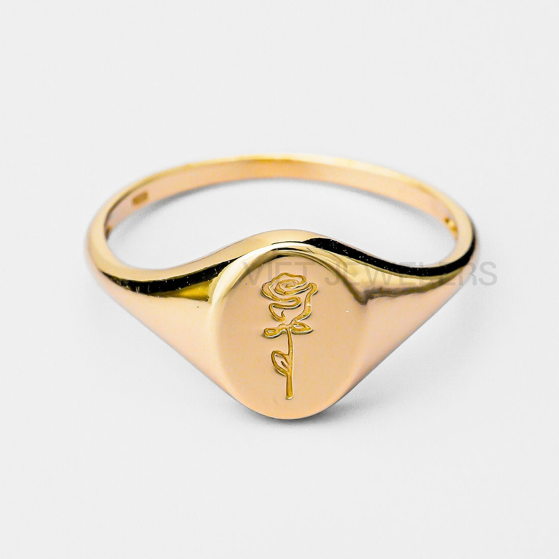 Signet Rose Silver Ring — Gold Plated