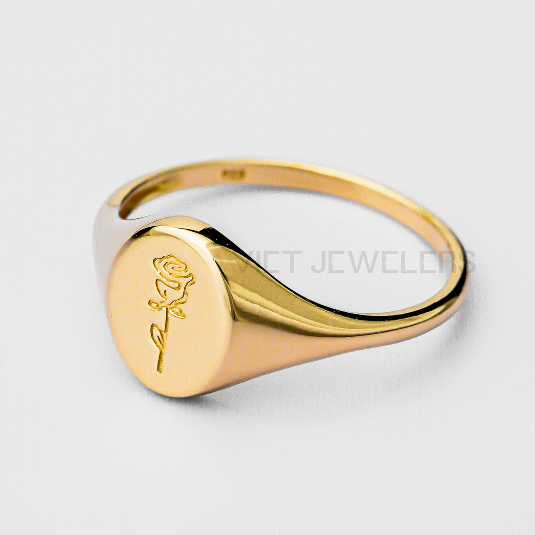 Signet Rose Silver Ring — Gold Plated