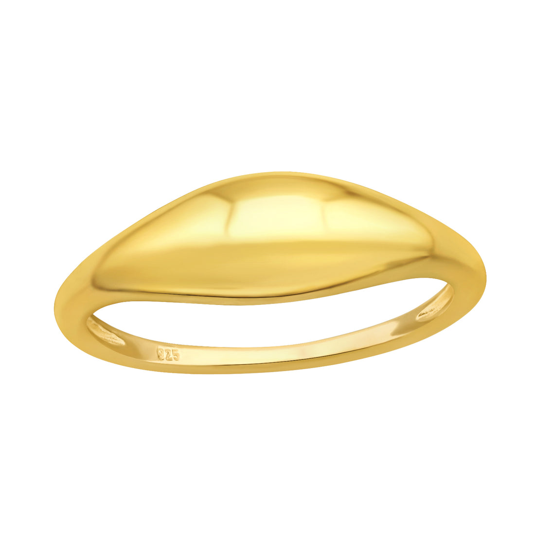 Swollen Band Gold Plate Silver Ring — Gold Plated